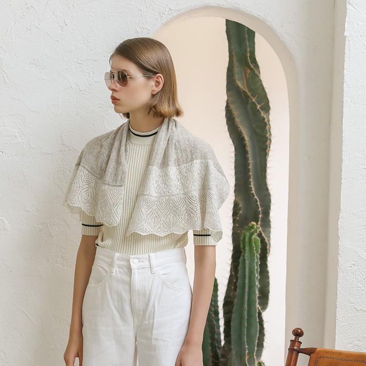 Organic Cashmere Knitted Scarf-1