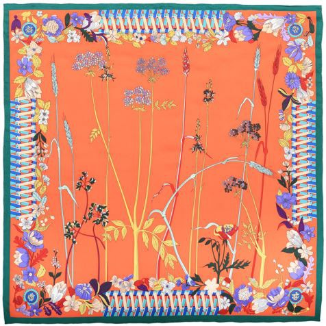 오렌지 실크 스카프 여자